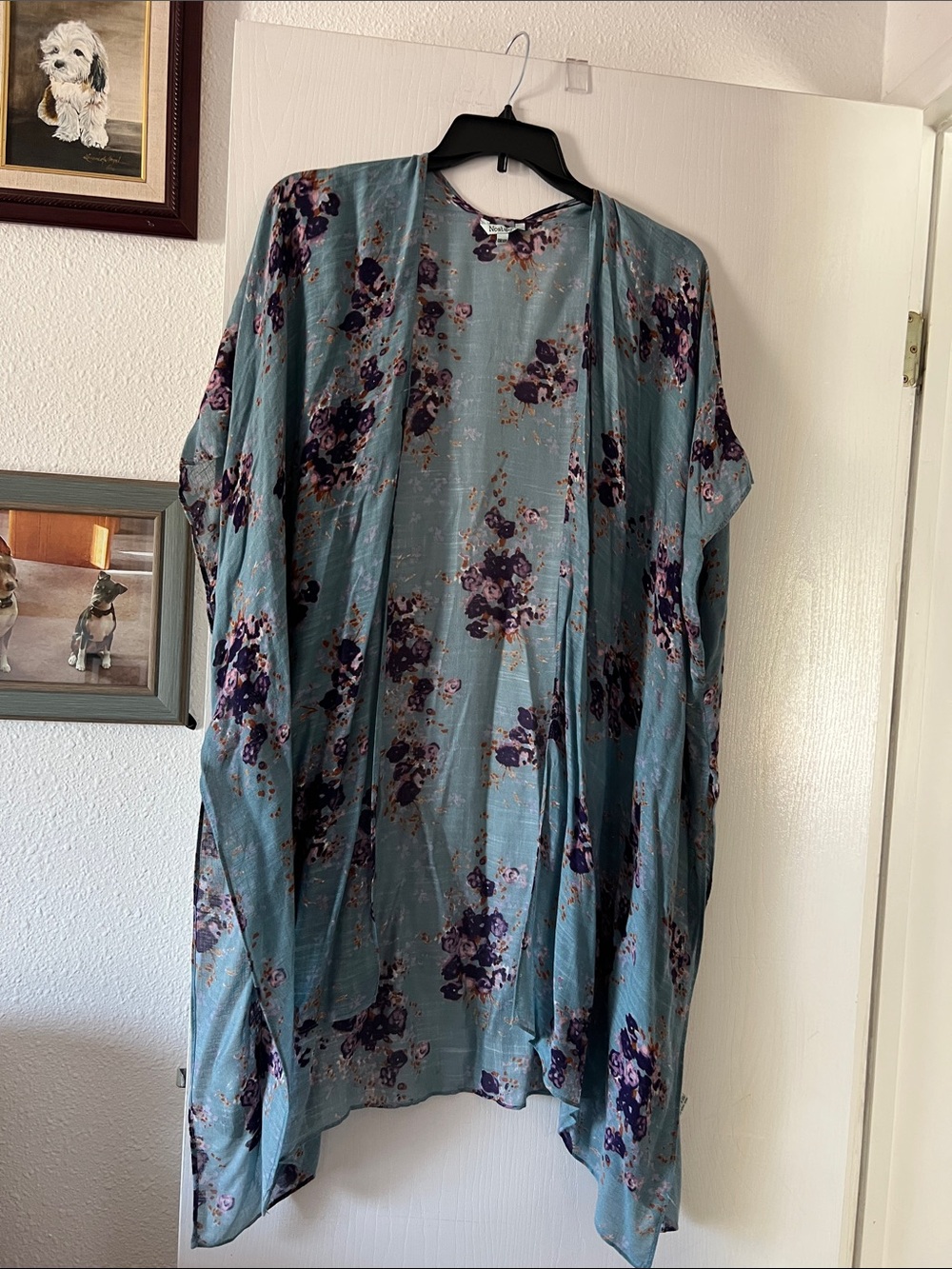 Nostalgia Teal Blue Floral Draped Men’s Shirt
